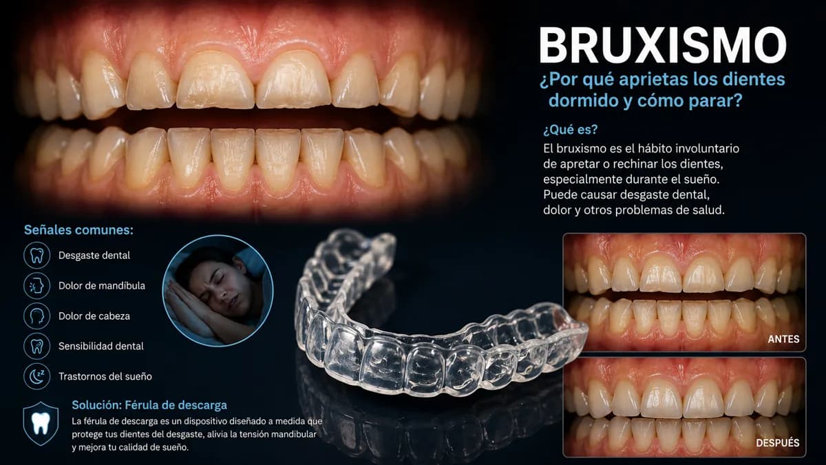 Persona durmiendo con férula de descarga para bruxismo